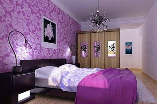 紫を使った寝室