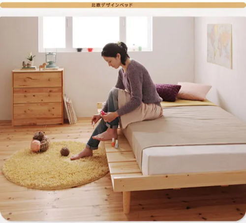 北欧デザイン天然木すのこベッド