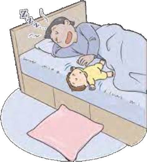 乳児を大人のベッドに寝かせるのは危険！